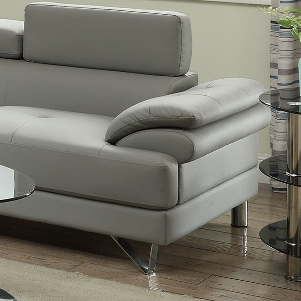 Light Grey L-Shaped Sectional Sofa - 4 Seat