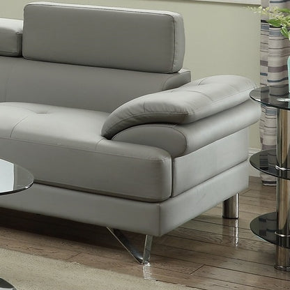 Light Grey L-Shaped Sectional Sofa - 4 Seat