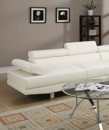 White L-Shaped Sectional Sofa - 5 Seats