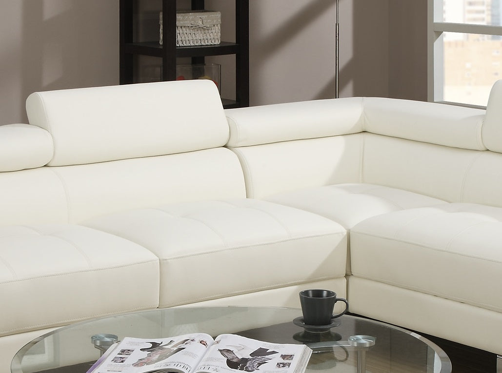 White L-Shaped Sectional Sofa - 5 Seats