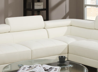 White L-Shaped Sectional Sofa - 5 Seats