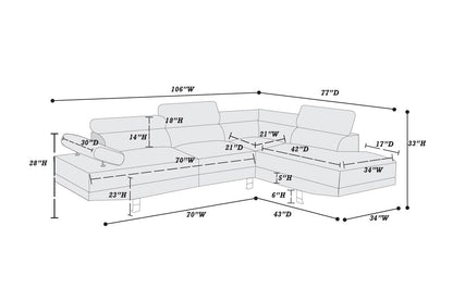 White L-Shaped Sectional Sofa - 5 Seats