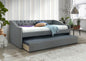 Luxurious 1pc Modern Daybed Button Tufted Nailhead Trim Armrest Pull Out Trundle Bedroom Living Room Furniture Gray Finish