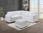 Beautiful 4-Piece Sectional Set W/ Ottoman Milk Color One Arm Loveseat Corner Wedge Corduroy Upholstered Plush Couch