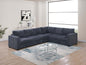 Elegant 4-Pc Sectional Set Dark Gray One Arm Loveseat Corner Wedge Armless Chair Corduroy Upholstered L-Shaped Plush Couch