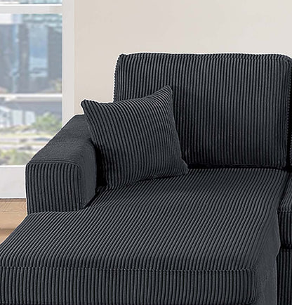 Black Corduroy 3 Piece Sectional Sofa Set
