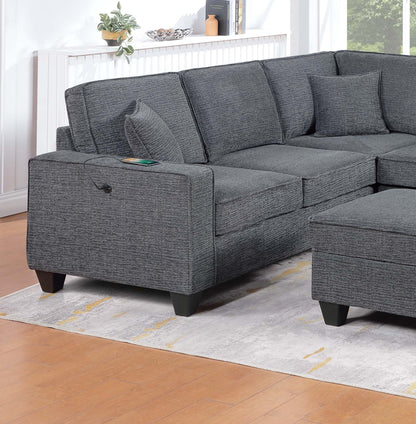 5 Seat Gray Sectional Sofa - Modern Living Room Furniture
