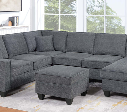 5 Seat Gray Sectional Sofa - Modern Living Room Furniture