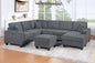 Contemporary Style 5pc Sectional Set Left Arm Loveseat With USB Port Corner Wedges Ottoman Armless Chairs Right Arm Loveseat With Chaise Slate Gray Finish Primary Living Room