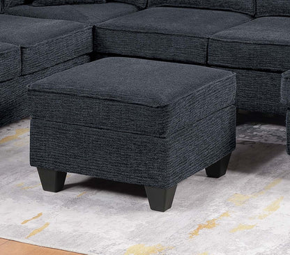 Black & Slate Chenille 5 Seat Sectional Sofa