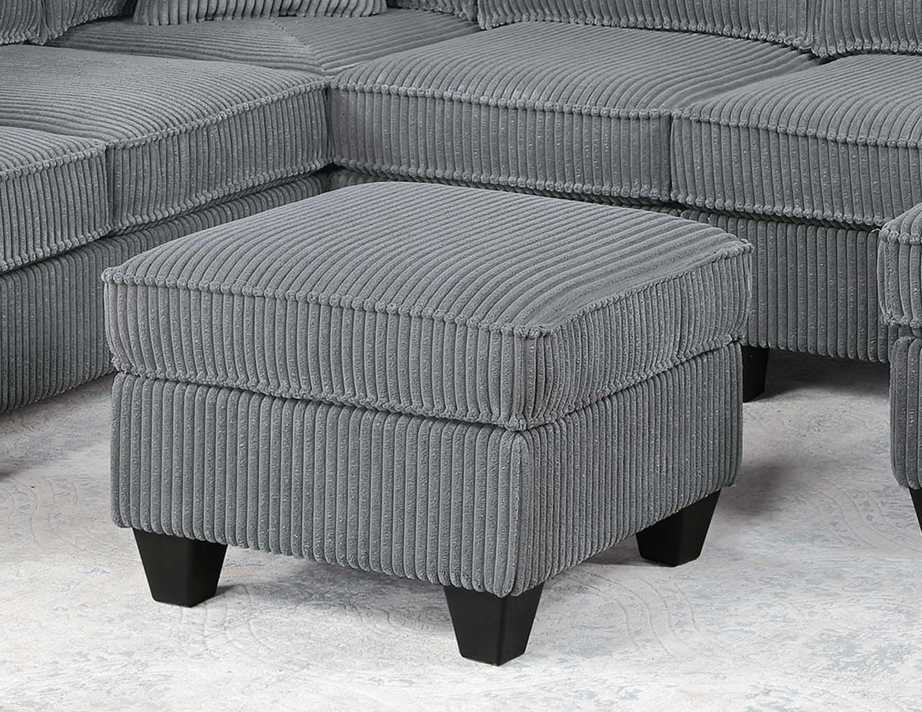 5 Seat Corduroy Sectional Sofa - Fog Color for Living Room