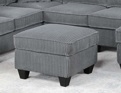 5 Seat Corduroy Sectional Sofa - Fog Color for Living Room
