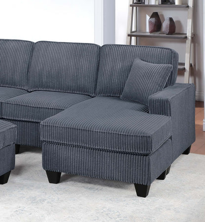 Dark Gray Corduroy Loveseat with USB Ports - 5 Seat Sectional for Living Room
