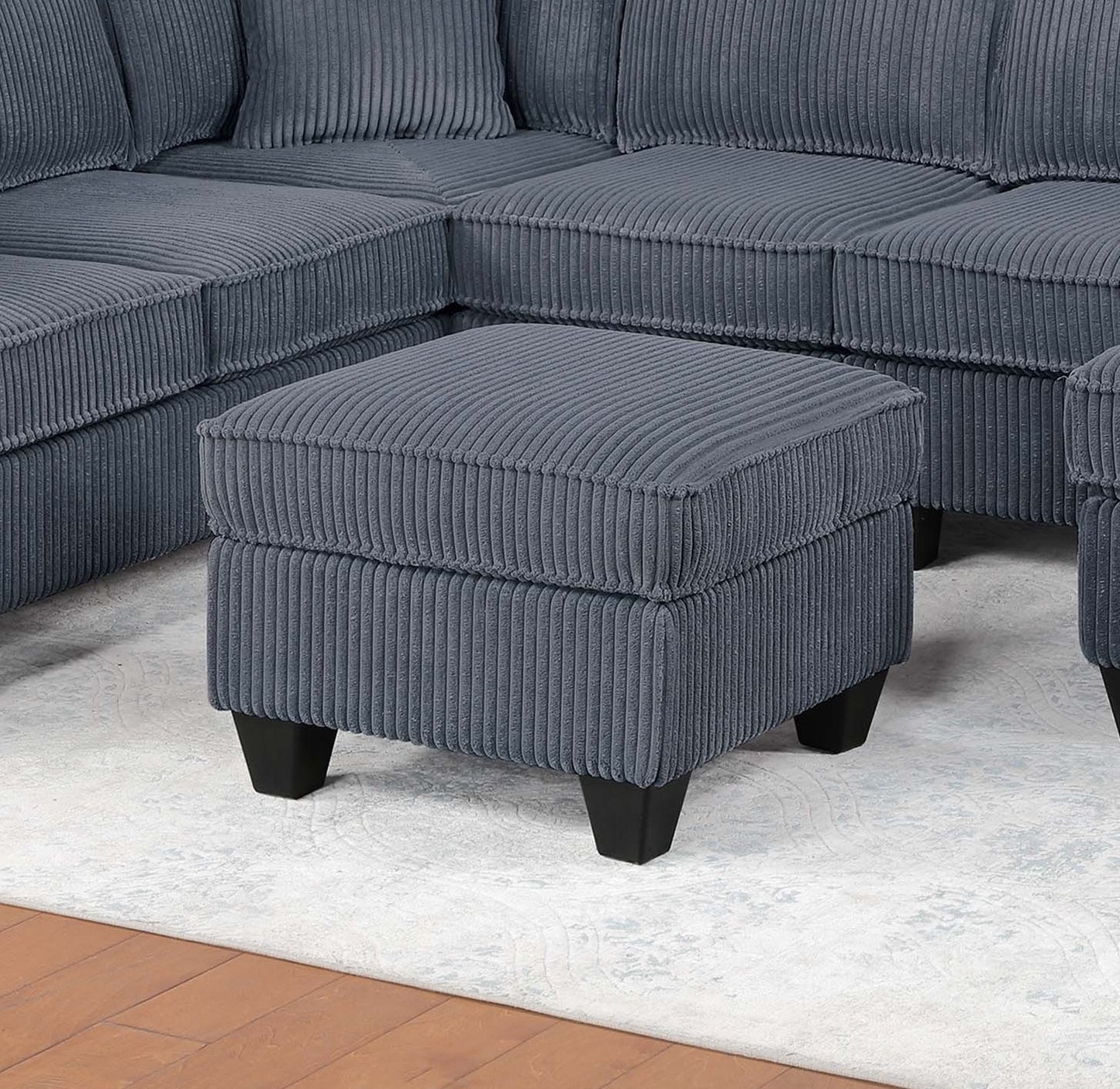 Dark Gray Corduroy Loveseat with USB Ports - 5 Seat Sectional for Living Room