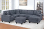 Dark Gray Finish  LAF Loveseat With USB Port Modern style 5pc Sectional Set Corner Wedge Armless Chair Cocktail Ottoman RAF Loveseat With Storage Primary Living Room