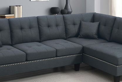 Modern 2-Piece Sectional Sofa - Charcoal Linen, 4 Seats