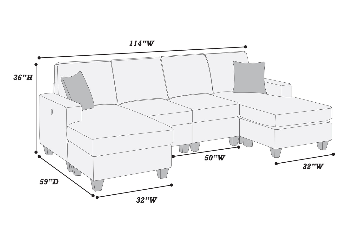 3-Piece Dark Blue Chenille Sectional Sofa Set - Modern Living Room Seating
