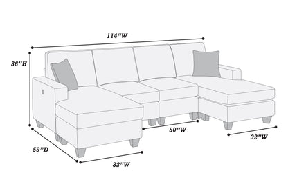 3-Piece Dark Blue Chenille Sectional Sofa Set - Modern Living Room Seating