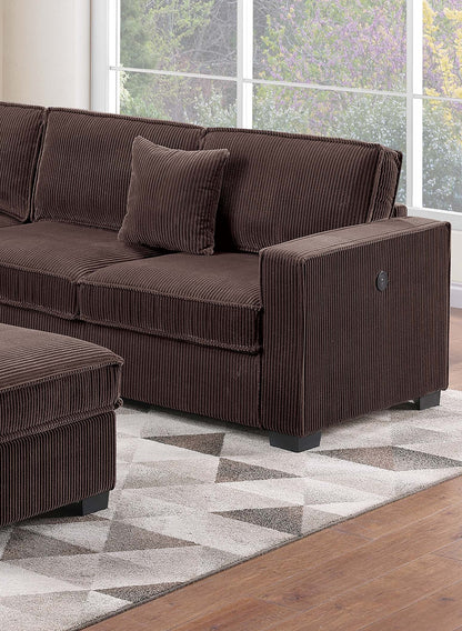 Chocolate Corduroy 4 Seat Sectional Sofa