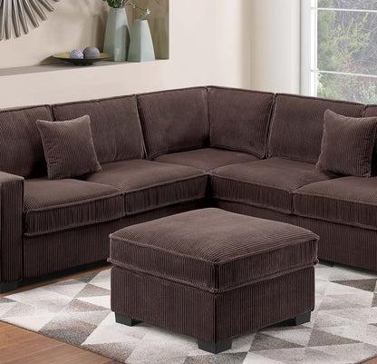 Chocolate Corduroy 4 Seat Sectional Sofa