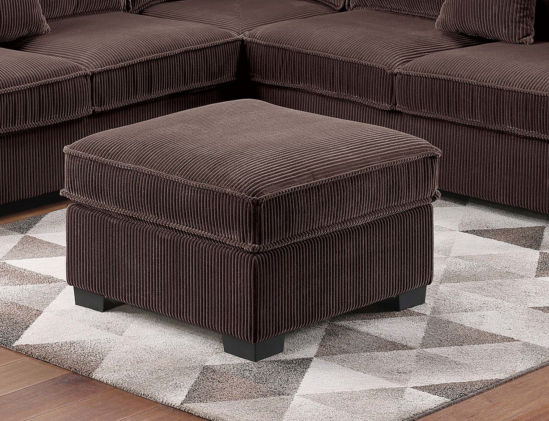 Chocolate Corduroy 4 Seat Sectional Sofa