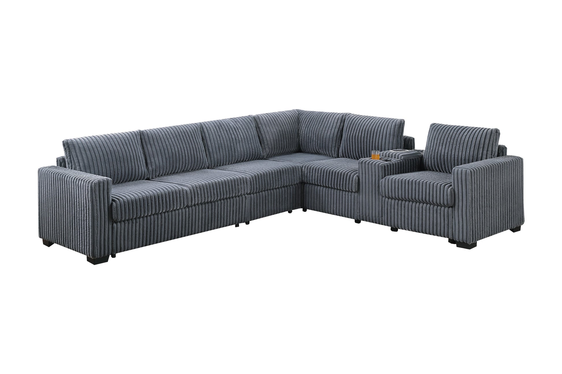 Dark Gray 5 Seat Sectional Sofa - Modern Primary Living Space