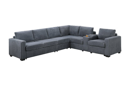 Dark Gray 5 Seat Sectional Sofa - Modern Primary Living Space