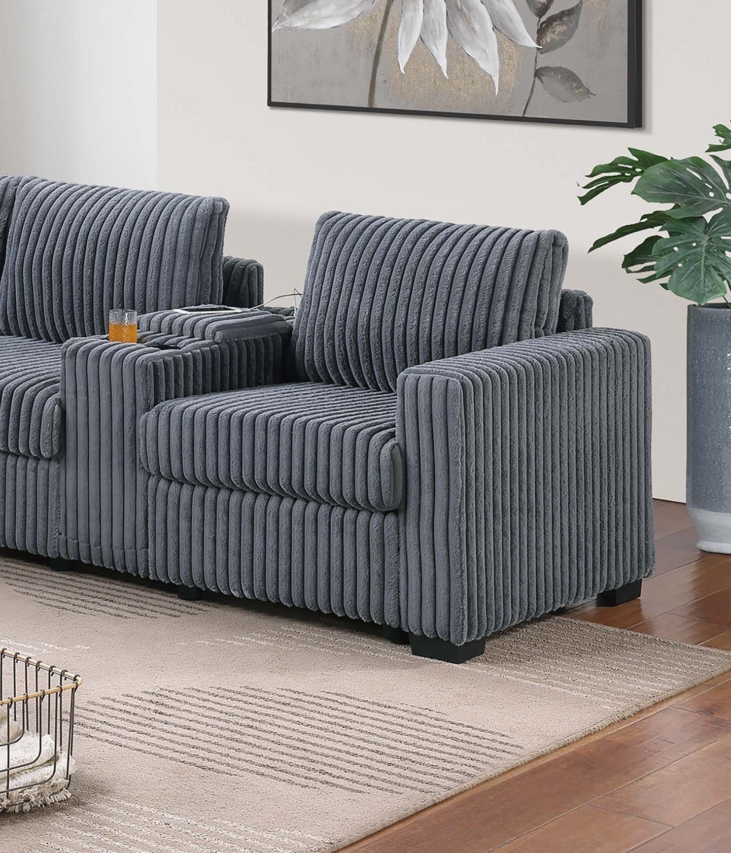 Dark Gray 5 Seat Sectional Sofa - Modern Primary Living Space