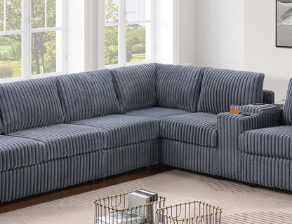 Dark Gray 5 Seat Sectional Sofa - Modern Primary Living Space