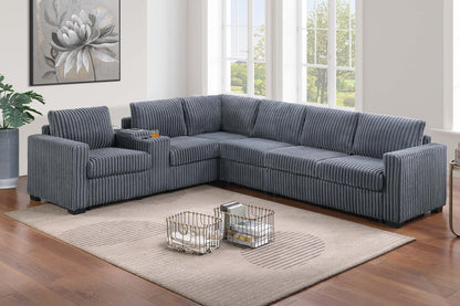 Dark Gray 5 Seat Sectional Sofa - Modern Primary Living Space