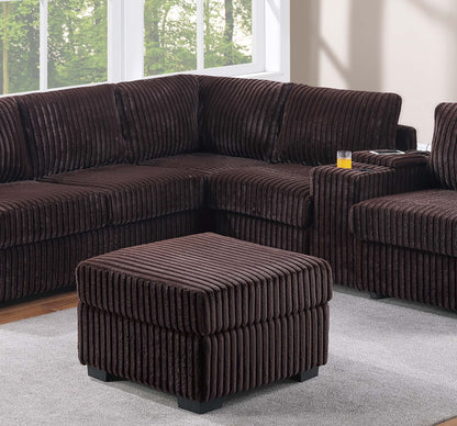 Coffee Corduroy L-Shaped Sectional Sofa 4 Piece for Living Room