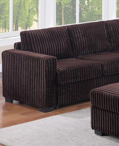 Coffee Corduroy L-Shaped Sectional Sofa 4 Piece for Living Room
