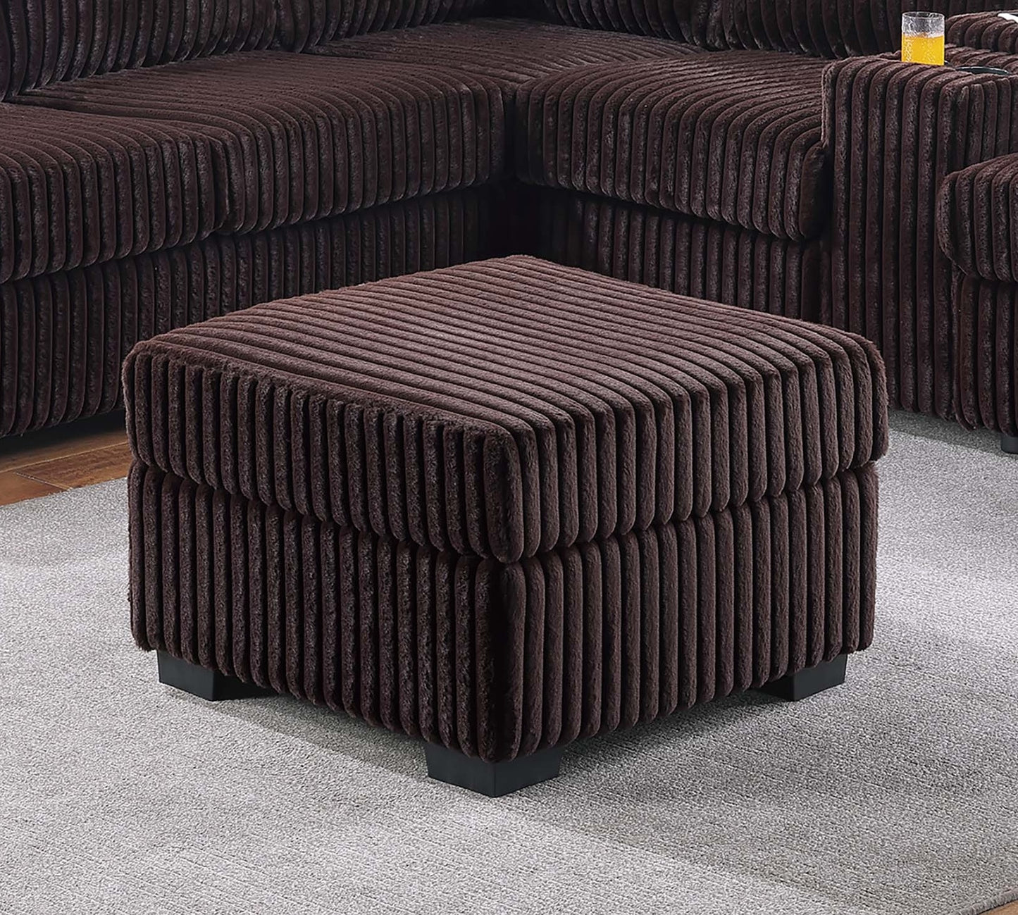 Coffee Corduroy L-Shaped Sectional Sofa 4 Piece for Living Room