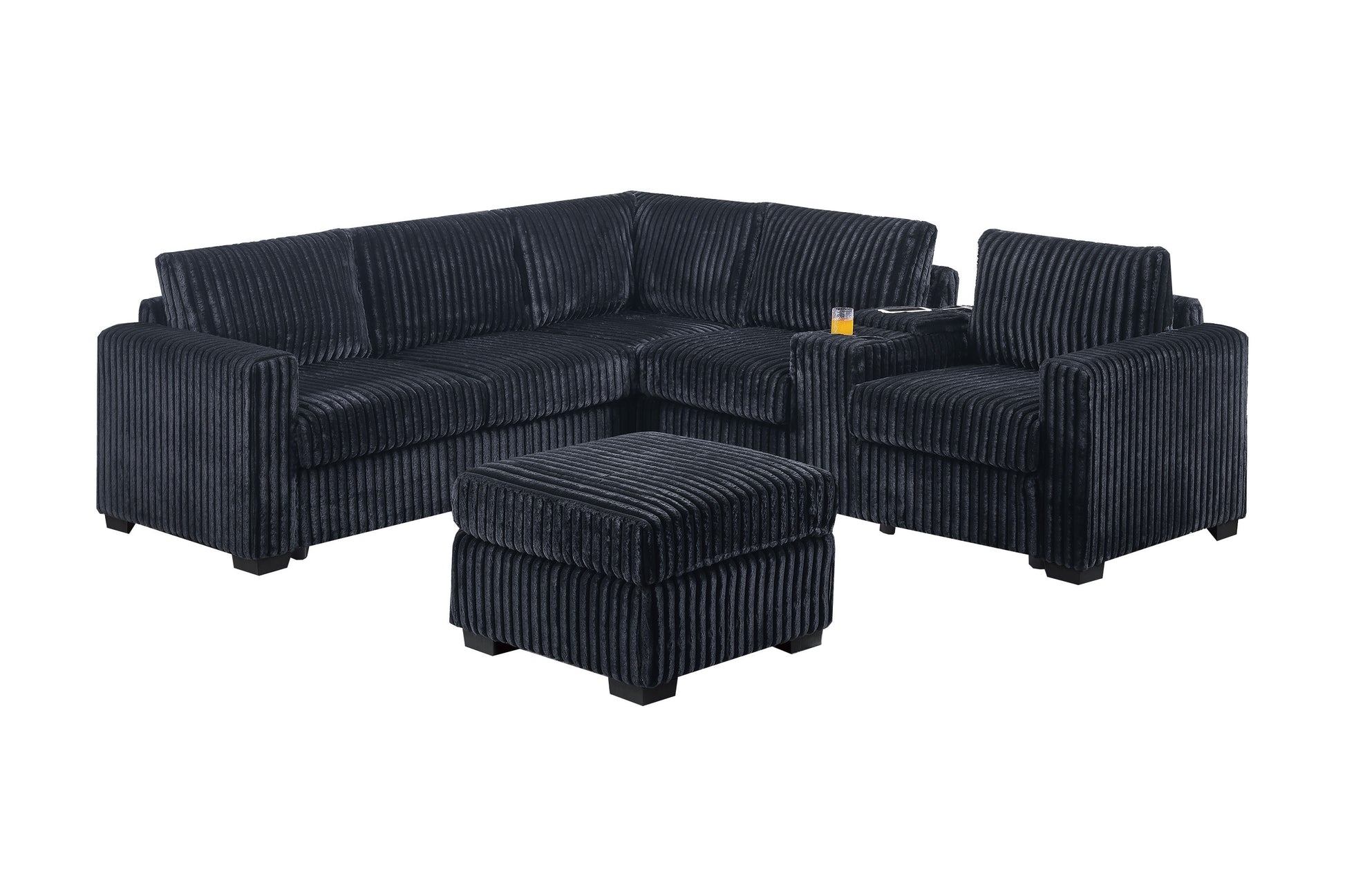 L-Shaped Corduroy Sectional - Plush Comfort & Storage