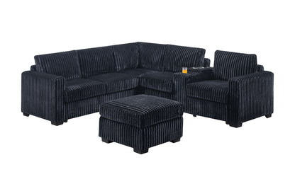 L-Shaped Corduroy Sectional - Plush Comfort & Storage