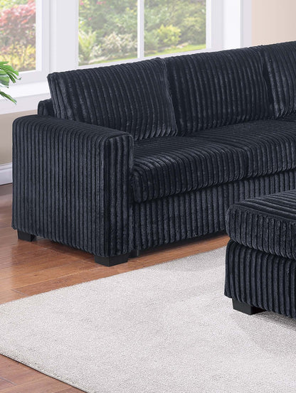 L-Shaped Corduroy Sectional - Plush Comfort & Storage