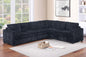 Black Finish L-Shaped Sectional Set 4pc One Arm Loveseat Armless Chair Corner Wedge Cushion Back Plastic Leg Corduroy Upholstered Primary Living Room