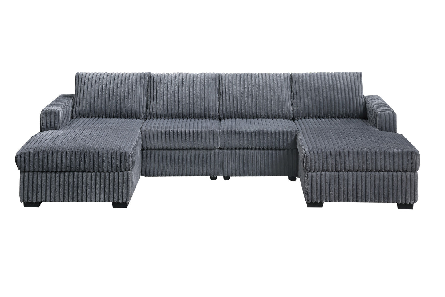 Dark Gray Corduroy U-Shaped Sectional Sofa 3 Piece Set