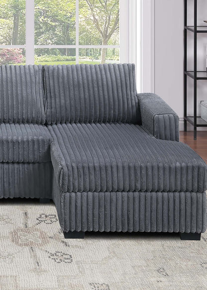 Dark Gray Corduroy U-Shaped Sectional Sofa 3 Piece Set
