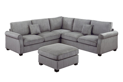 Fog Corduroy 4 Seat Sectional Sofa - Modern Living Room