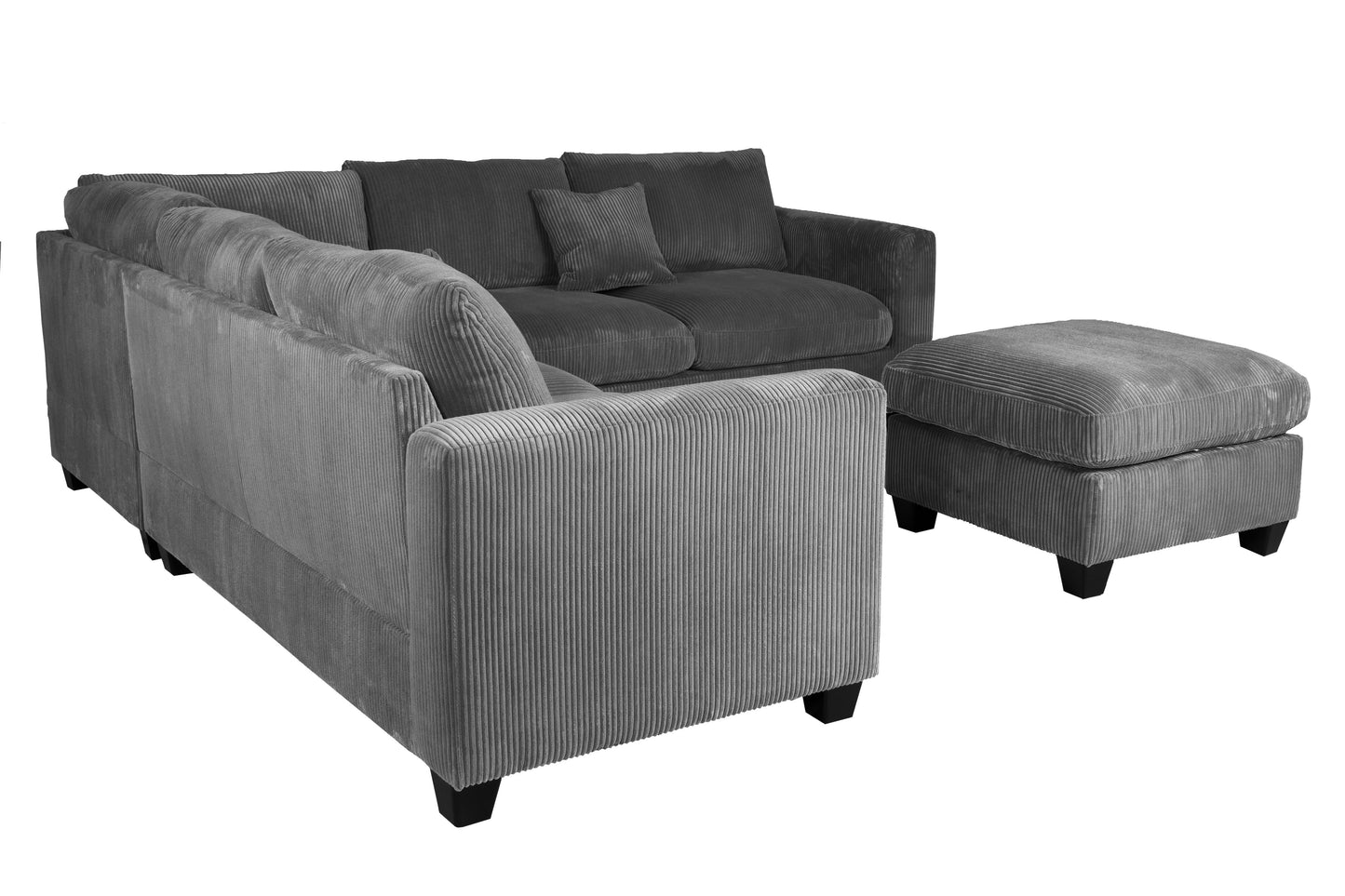 Dark Gray Corduroy 4 Seat Sectional Sofa