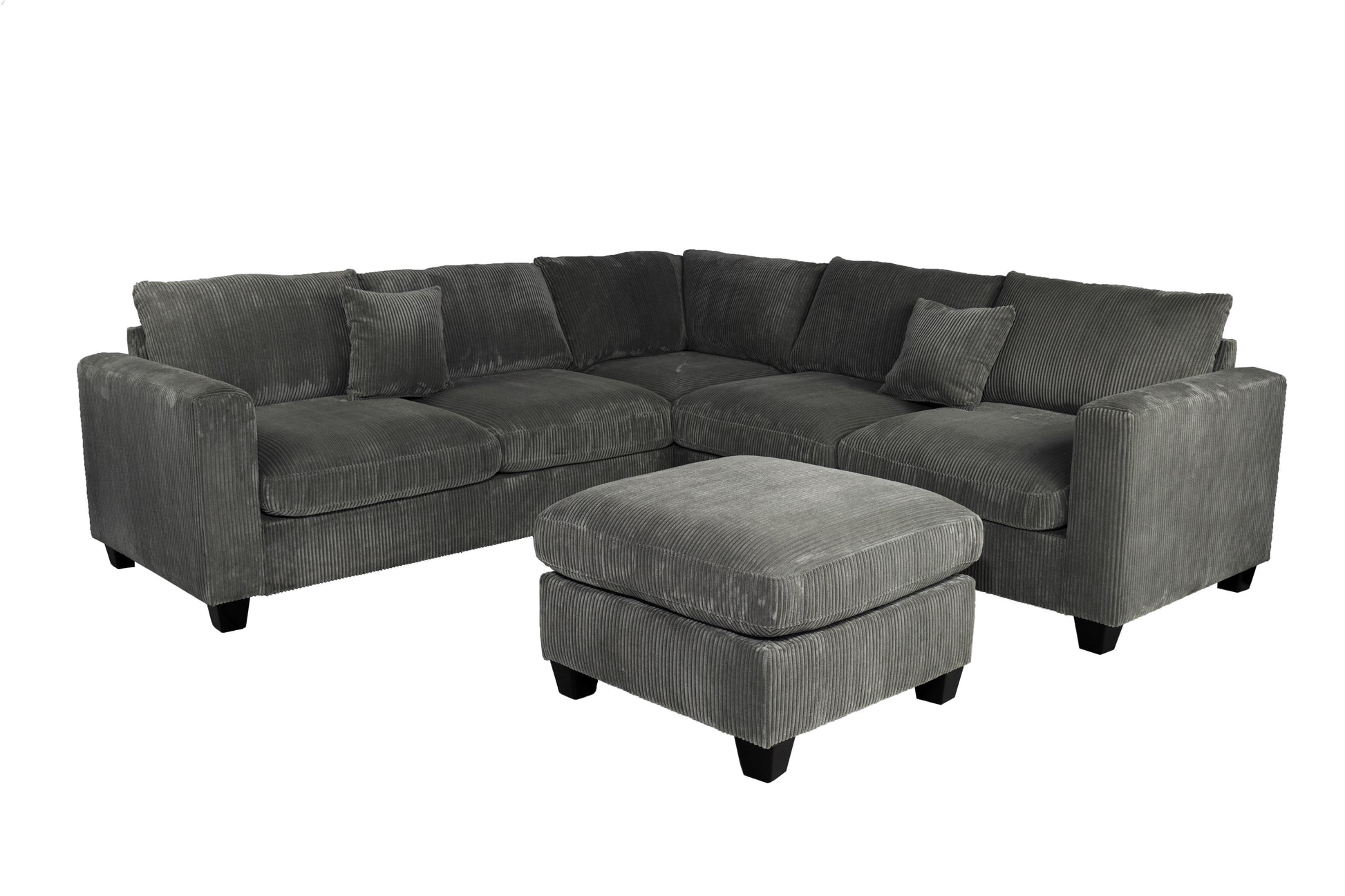 Dark Gray Corduroy 4 Seat Sectional Sofa