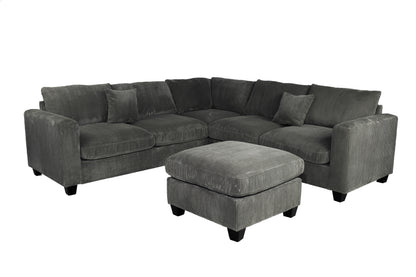 Dark Gray Corduroy 4 Seat Sectional Sofa
