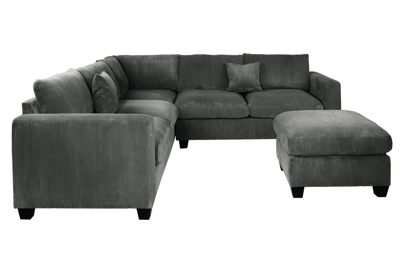 Dark Gray Corduroy 4 Seat Sectional Sofa