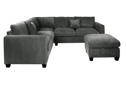 Dark Gray Corduroy 4 Seat Sectional Sofa