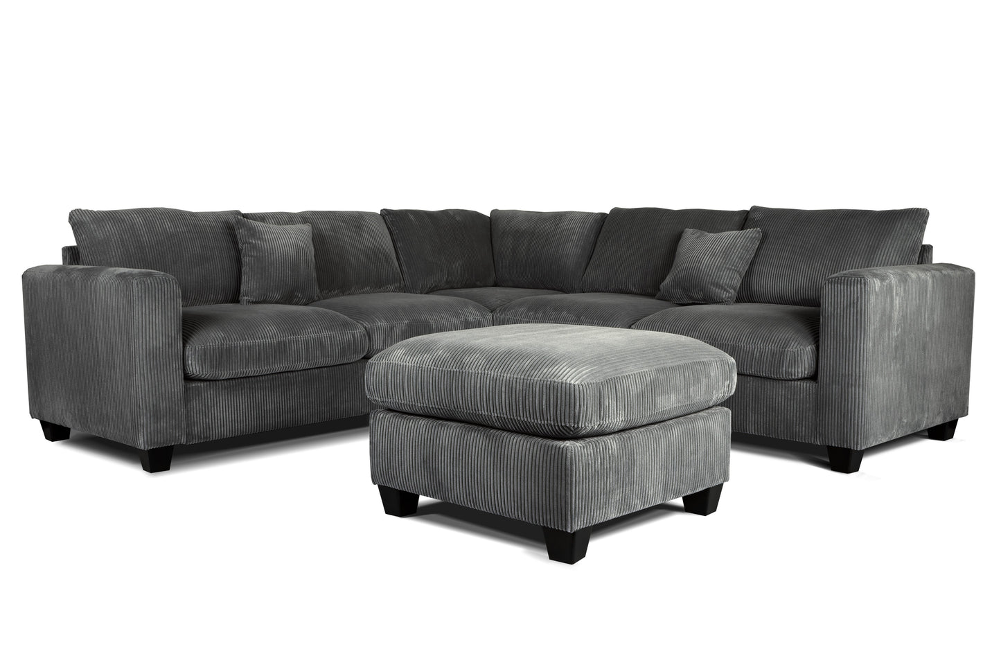 Dark Gray Corduroy 4 Seat Sectional Sofa