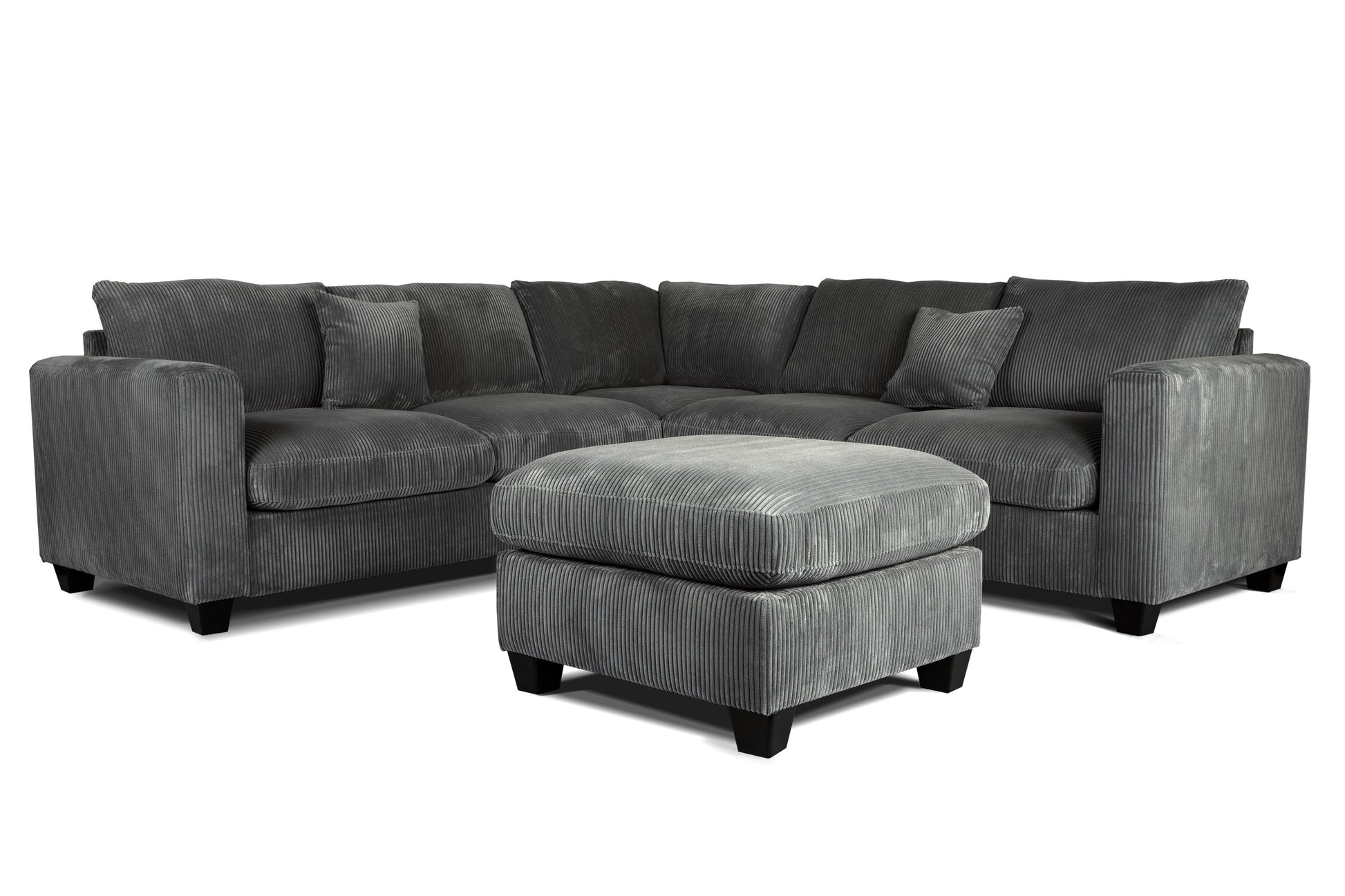 Dark Gray Corduroy 4 Seat Sectional Sofa