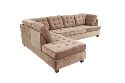 Large L-Shaped Suede Sectional Sofa - Neutral Truffle