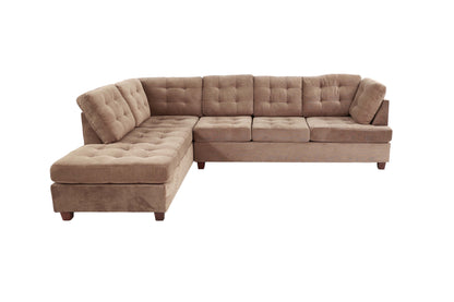 Large L-Shaped Suede Sectional Sofa - Neutral Truffle