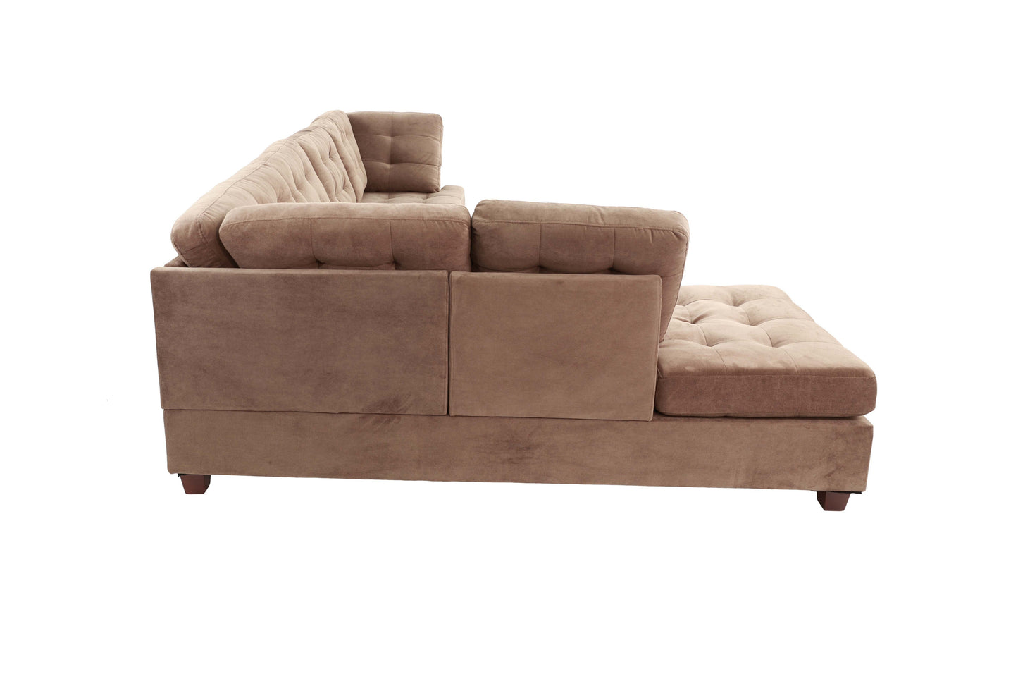 Large L-Shaped Suede Sectional Sofa - Neutral Truffle